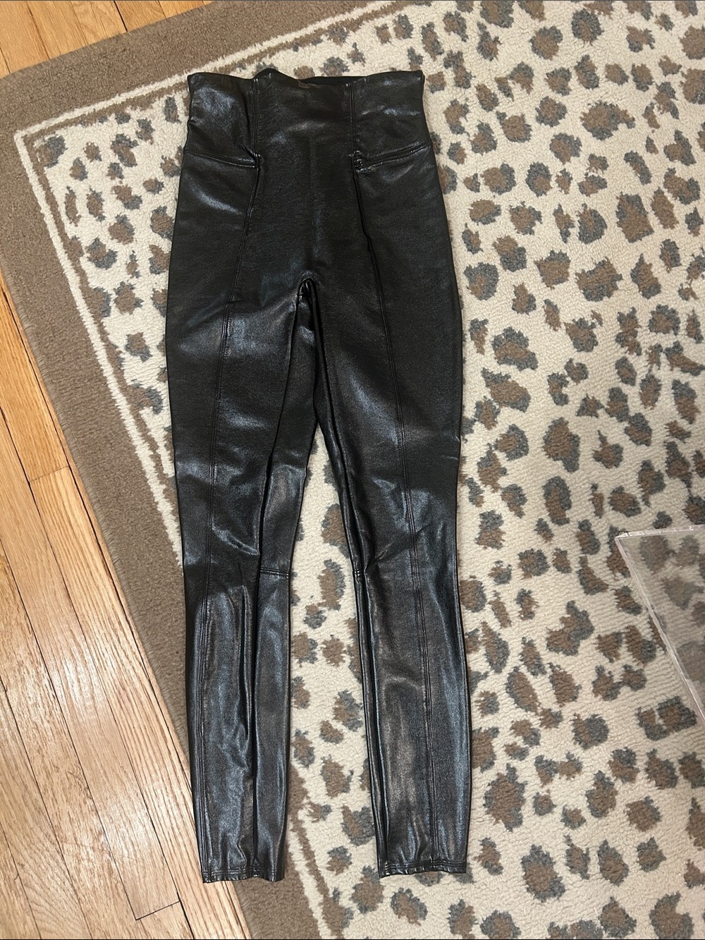 SPANX High-Waist Faux Leather Leggings in Black